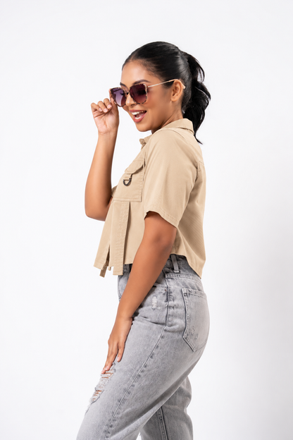 Tacora pocket Detail Crop Shirt