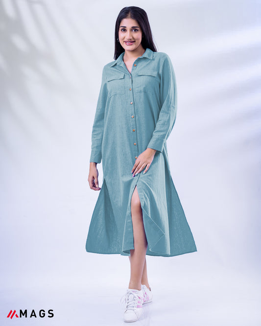 Button Down Linen Shirt Dress