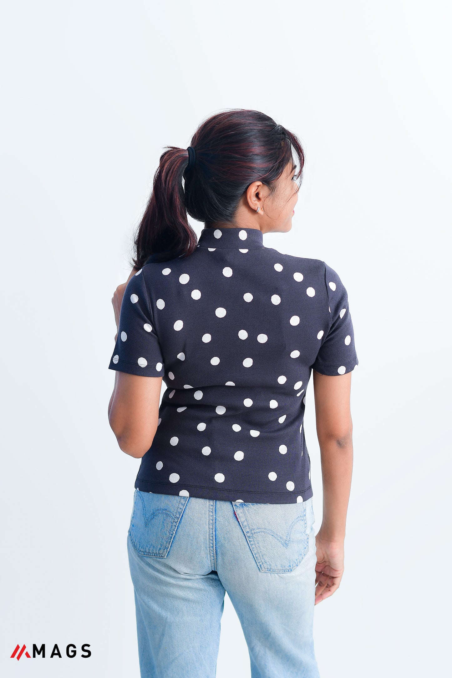 Polka Charm High Neck Tee