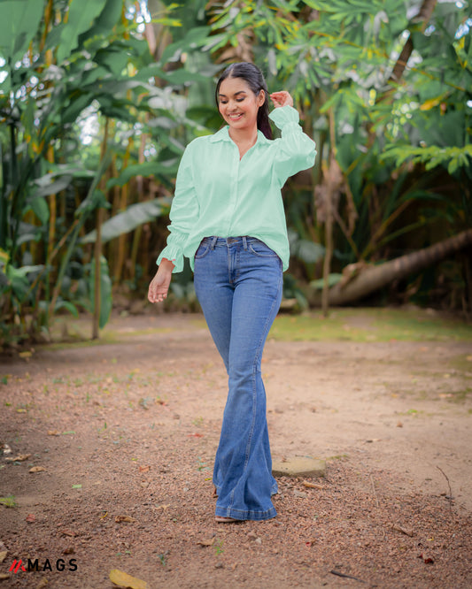 Celestial Mint Gathered Top