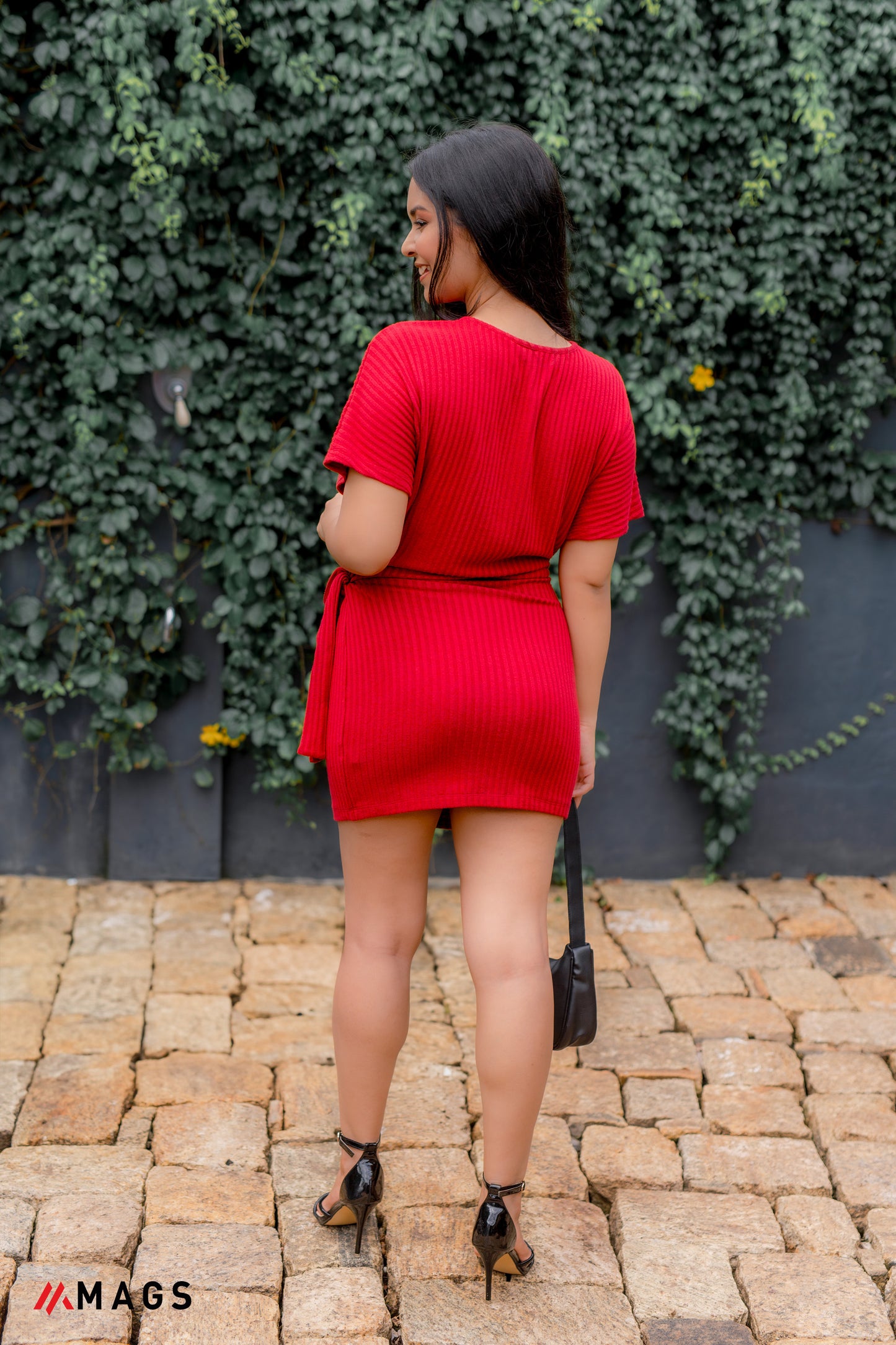 Red Velvet Side Knot Dress