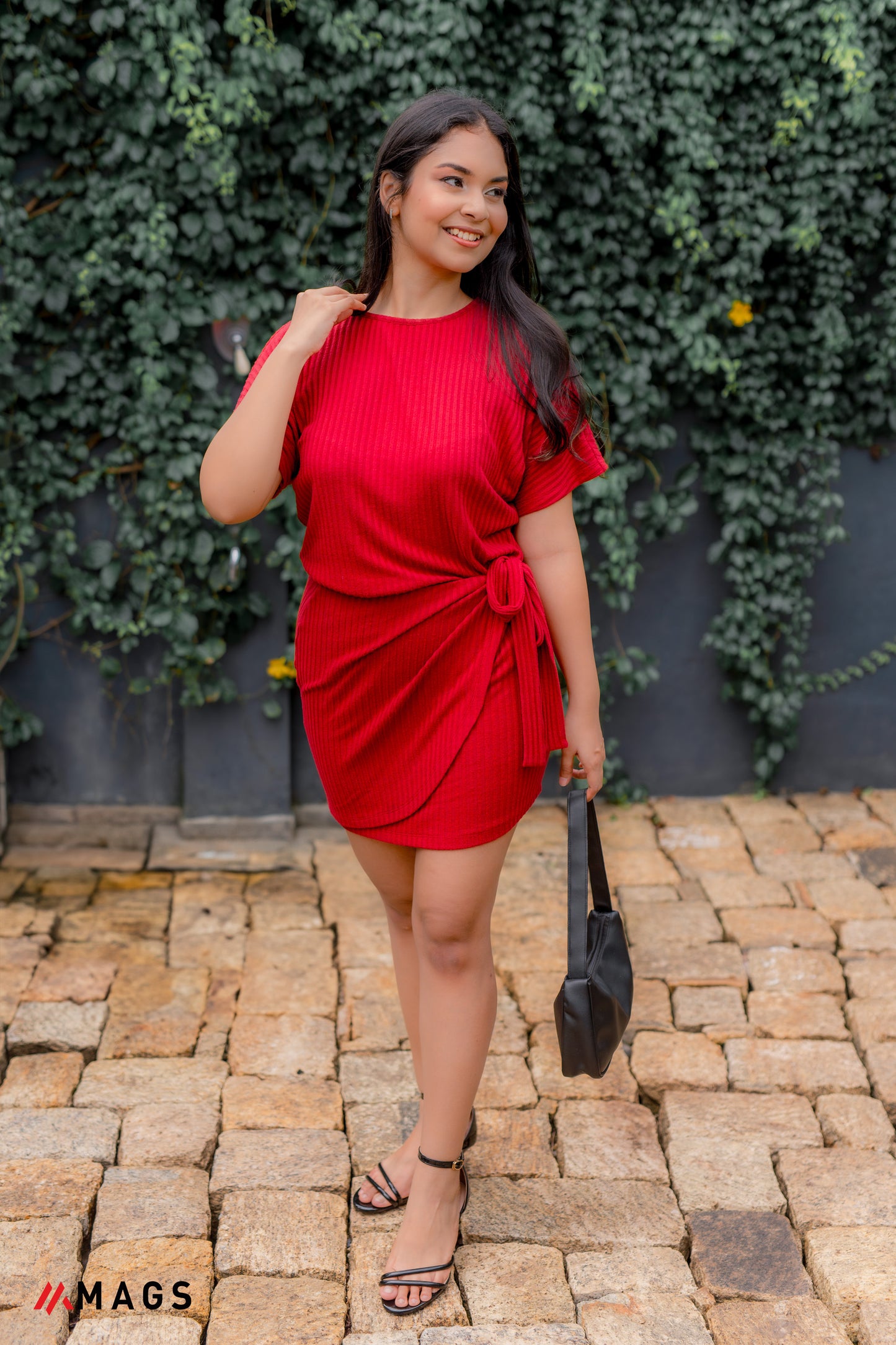 Red Velvet Side Knot Dress