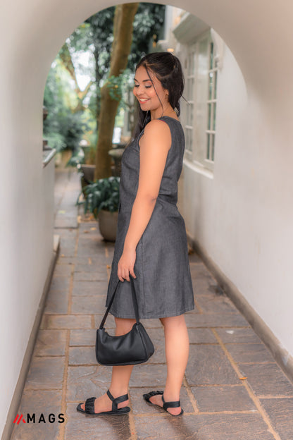 Midnight Mist V Neck Dress