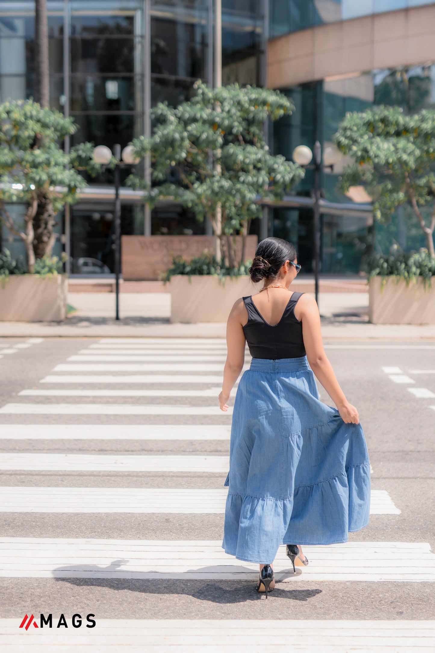 Azure Flowy Long Skirt