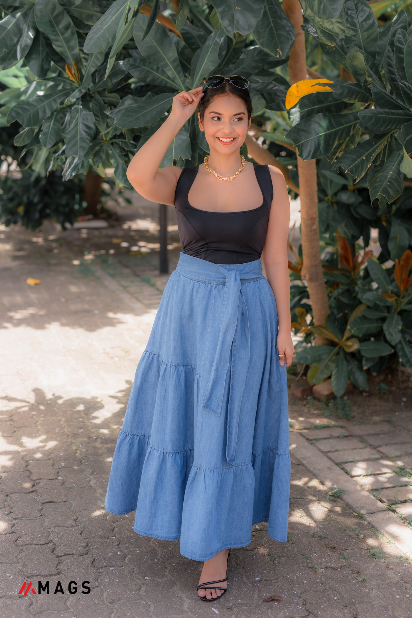 Azure Flowy Long Skirt