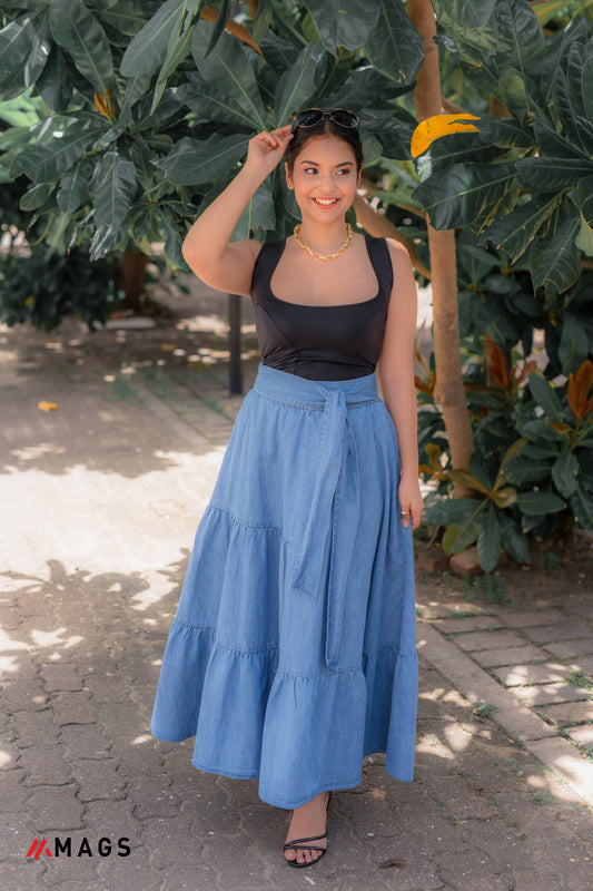 Azure Flowy Long Skirt