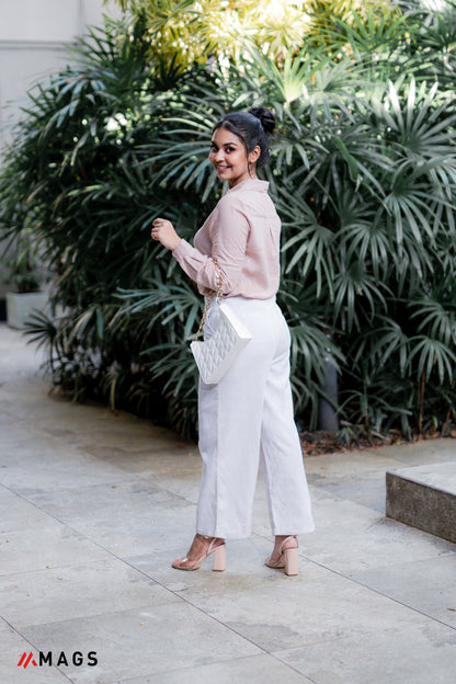 Pinkish Embroidered Linen Shirt