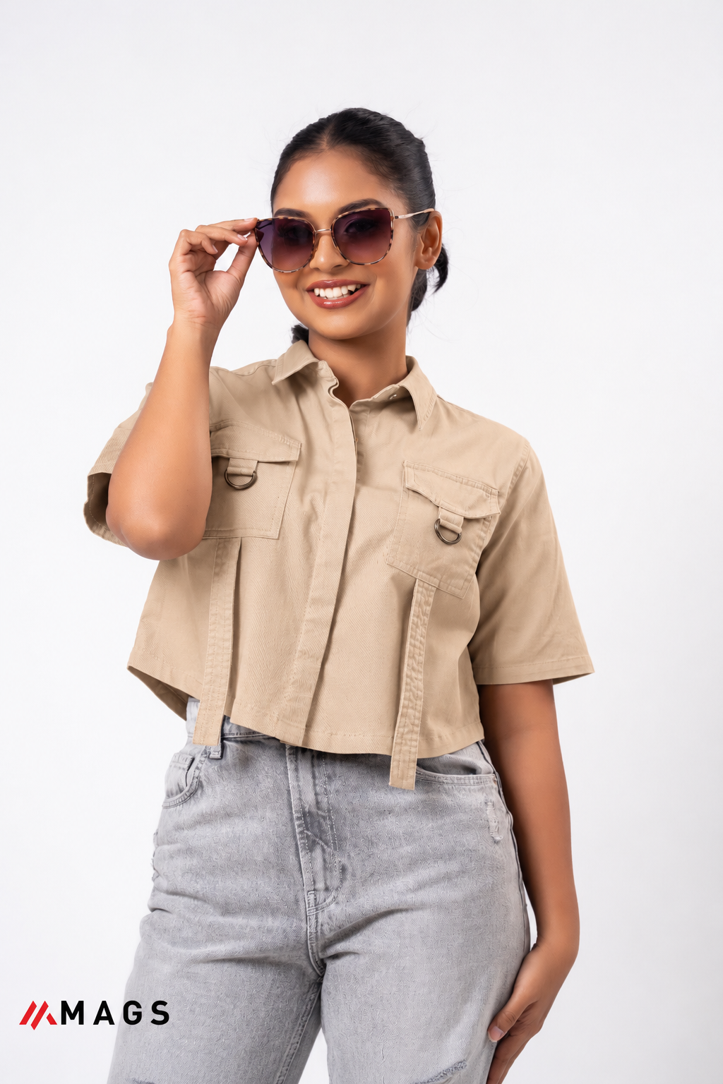 Tacora pocket Detail Crop Shirt