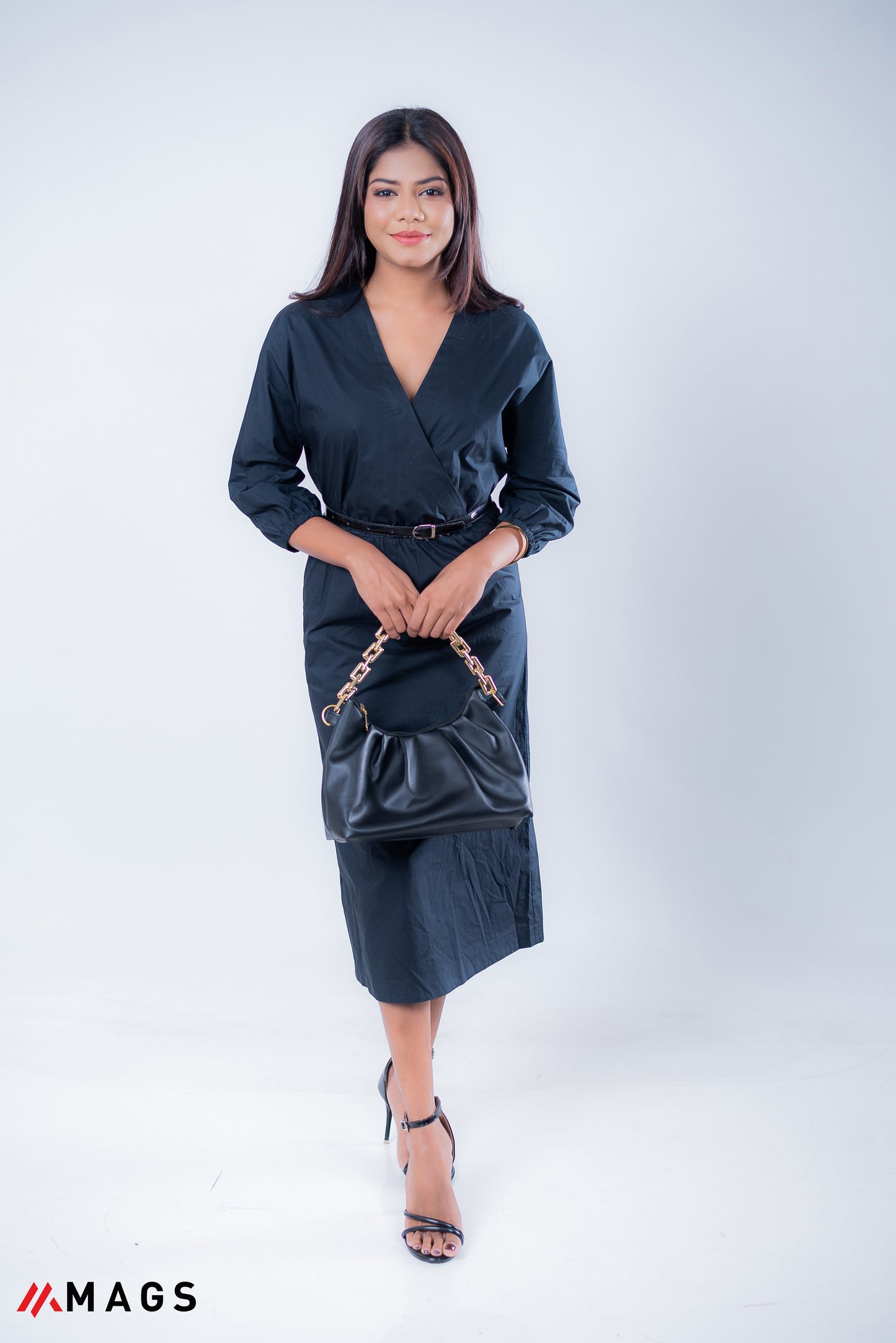 Laluvia Black Woven Dress