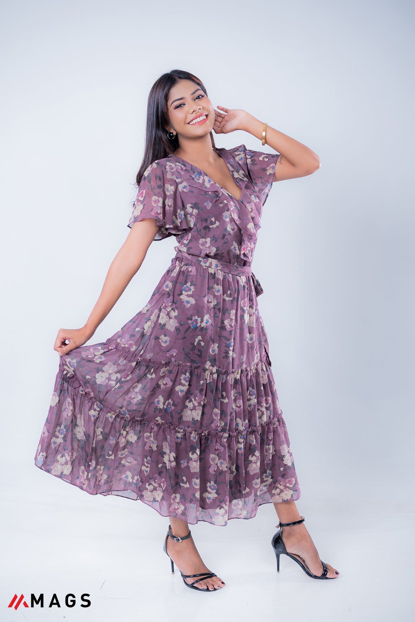 Twirl & Flounce V-Neck Dress