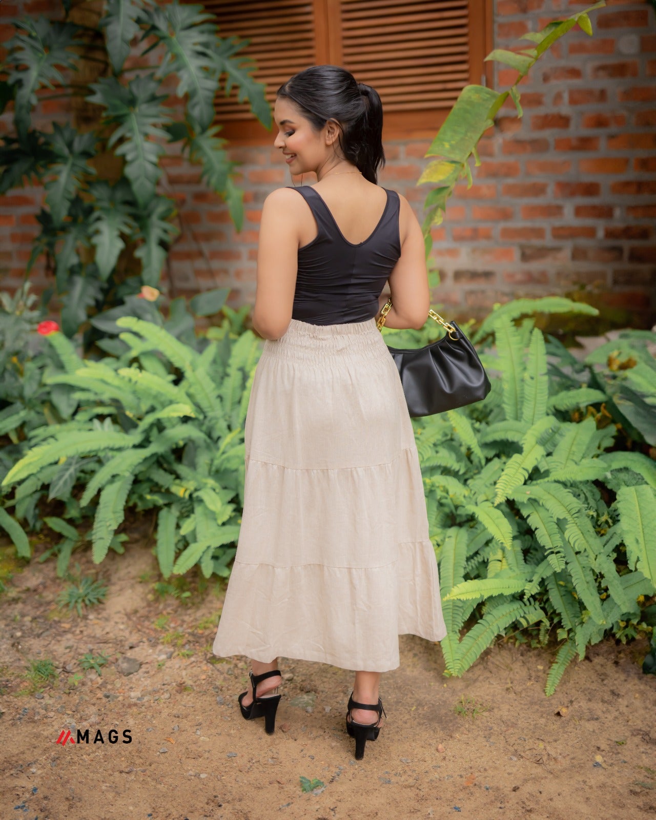 Playful Pleats Elastic waist Skirt