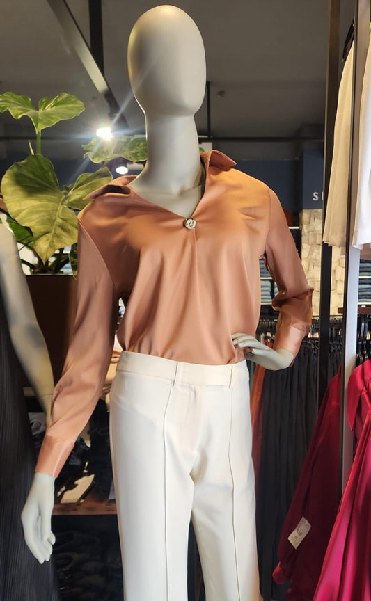 Blush Whisper Satin Top - Orange