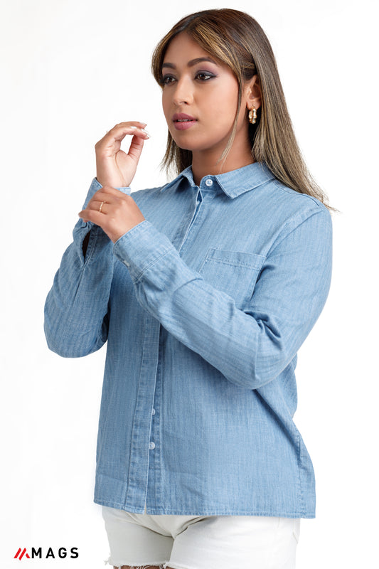 Powder Blue Button Down Top